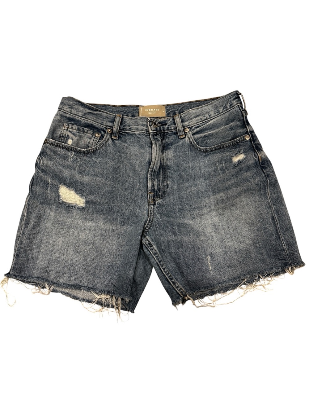 Everlane Women's The Denim Short Cutoff Shorts Size 28 Distressed Organic Cotton